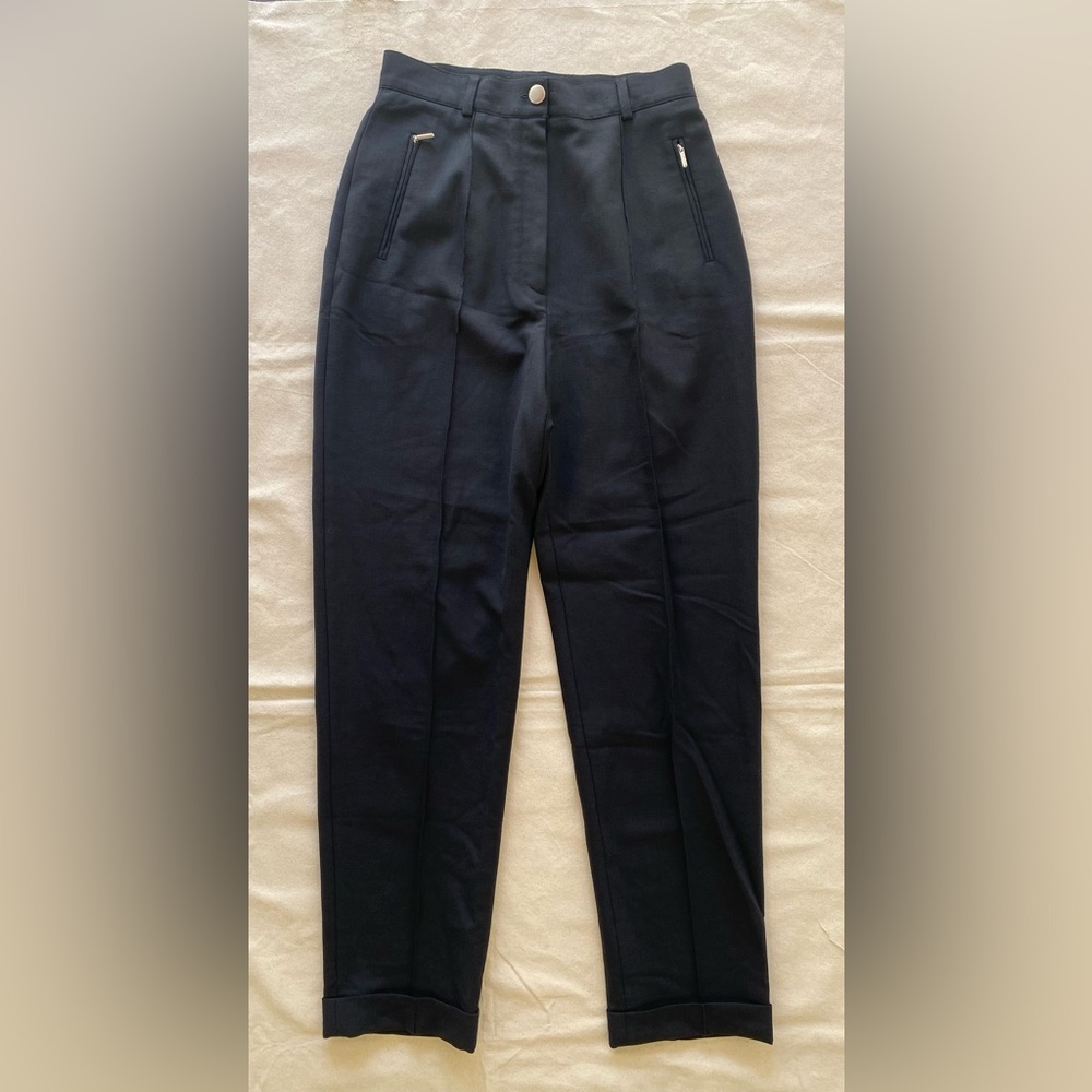 Escada Sport Vintage 90s Womens Black Pleated Cuffed Trouser Style Pant 38 - Picture 2 of 9